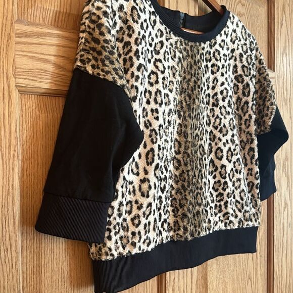 MILLY Faux Fur Animal Print Pullover - Picture 8 of 10